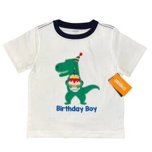 NWT Gymboree Boys' White/Ivory Embroidered Birthday Dinosaur T-Shirt